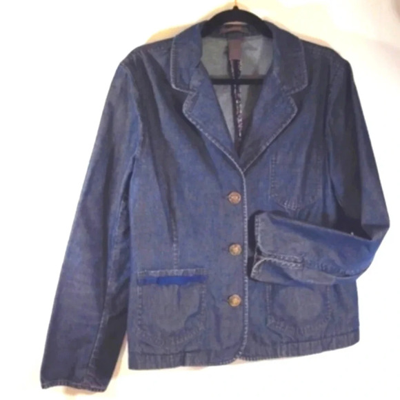 Liz Claiborne Denim Jean Jacket 100% Cotton Blue XL - Picture 1 of 15